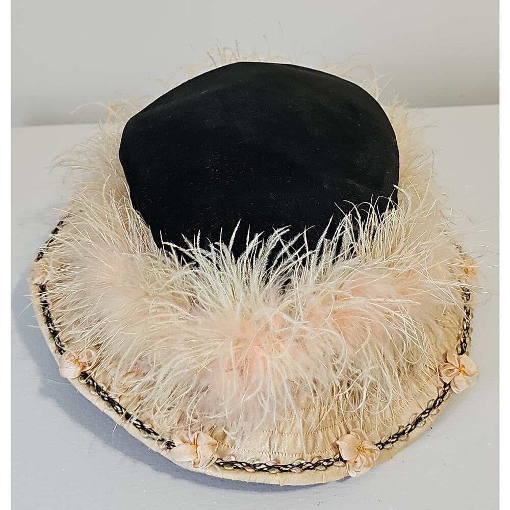 Vintage Felted Bubble Ostrich Hat Womens Hat Box 50s 60s Hat